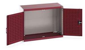 40013010.** cubio cupboard with louvre doors. WxDxH: 1050x525x800mm. RAL 7035/5010 or selected